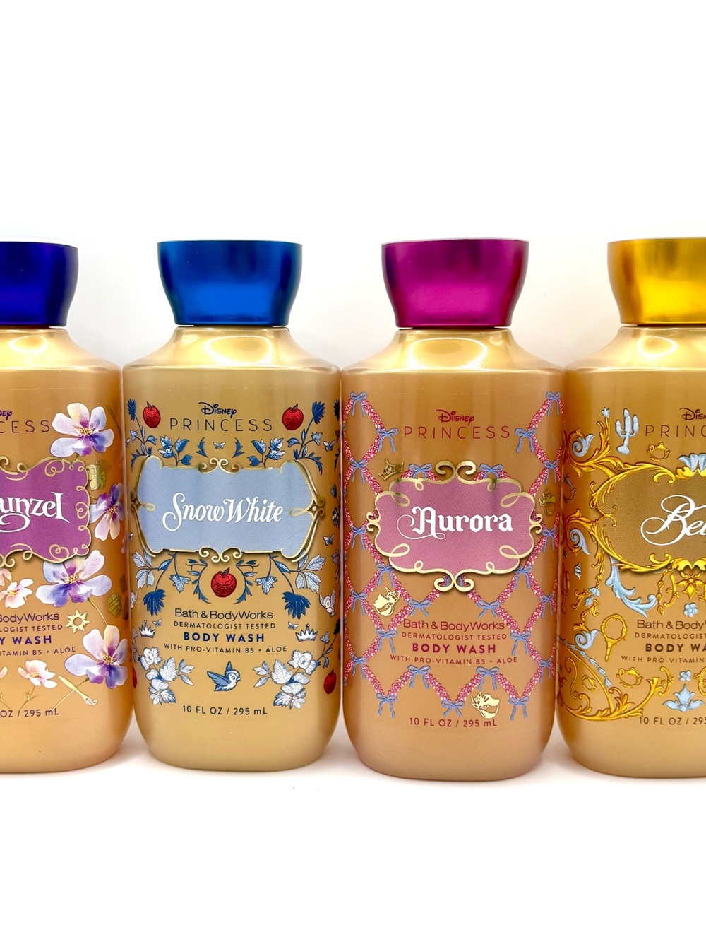 4 Bath & Body Works Disney Princess Rapunzel Snow White Aurora Belle Body Wash